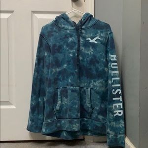 Blue Hollister tie dye hoodie.
